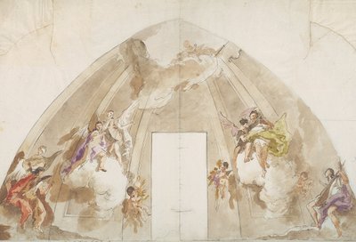 Singende und musizierende Engel - Vorbereitende Zeichnung für die Decke des Doms von Udine von Giovanni Battista Tiepolo